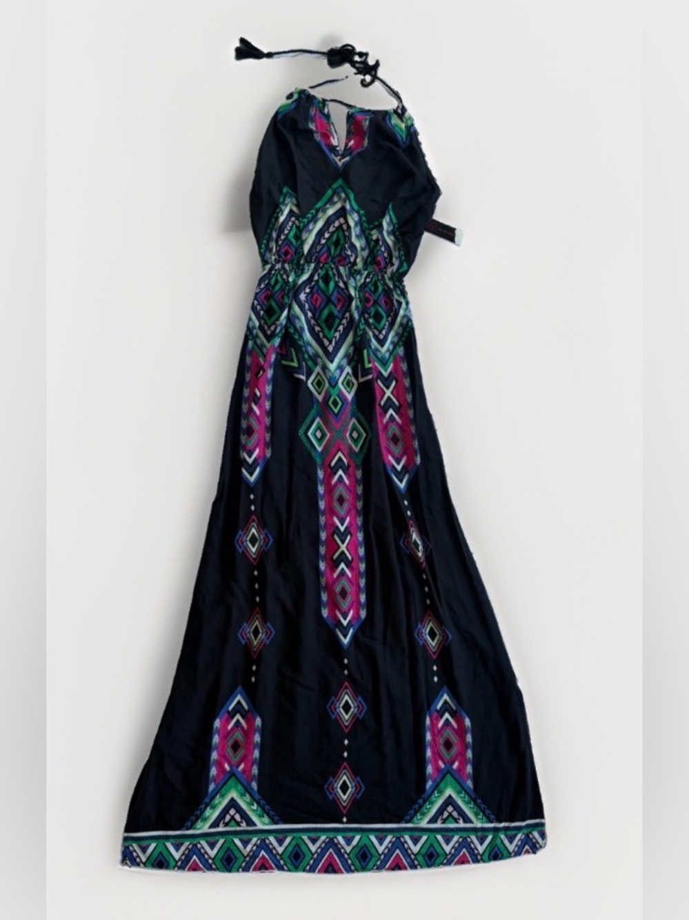 NWT Halter Maxi Dress Aztec Geometric Southwestern Tribal Festival Vacation M